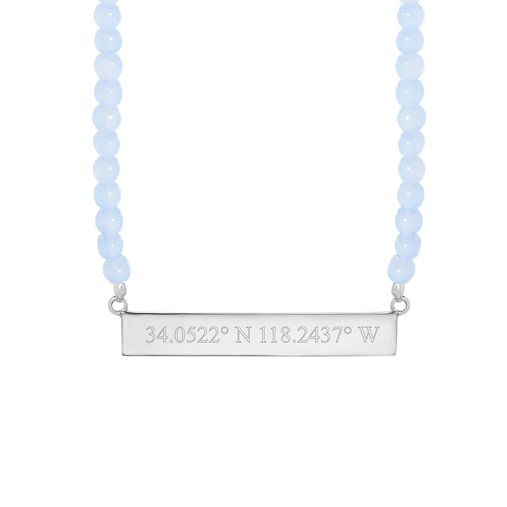 Engravable Blue Lace Agate Coordinate Bar Necklace