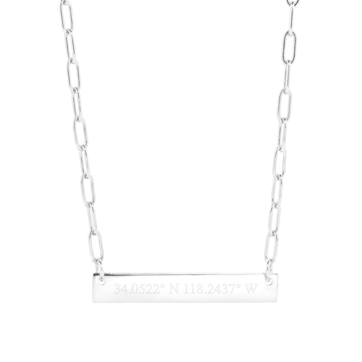 Engravable Paperclip Chain Coordinate Bar Necklace