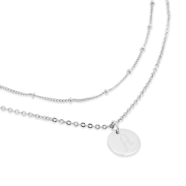 Sterling Silver Engravable Round Tag Layered Necklace Set