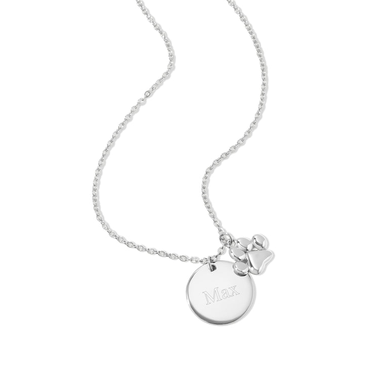 Sterling Silver Disc Engravable Pet Charm Necklace