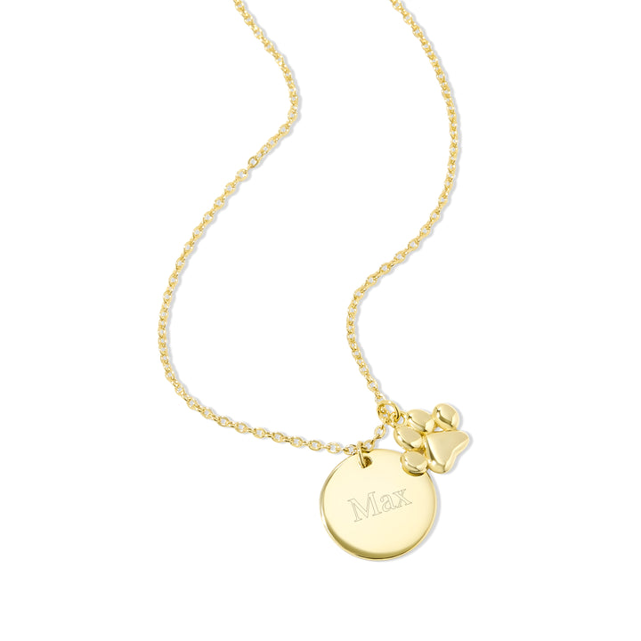 Gold Plated Disc Engravable Pet Charm Necklace