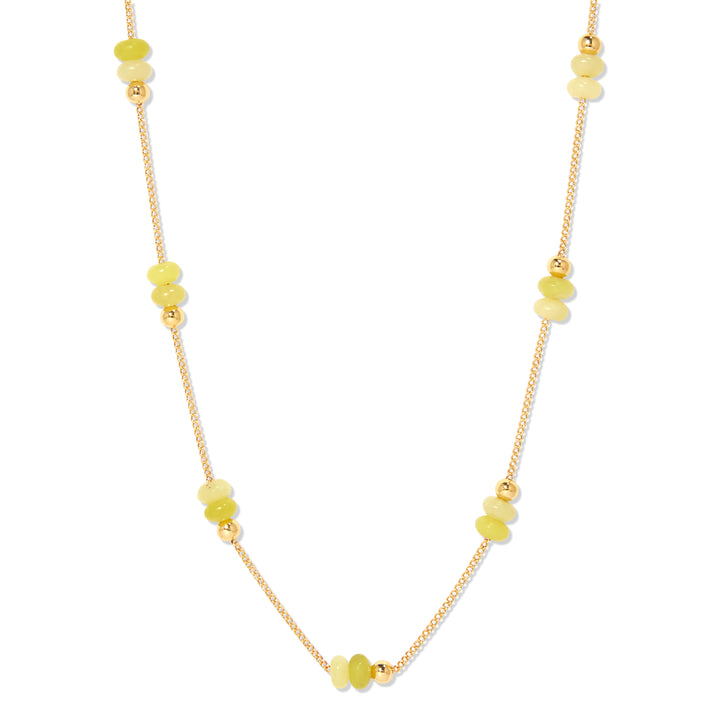 August Gold Beaded Birthstone Necklace