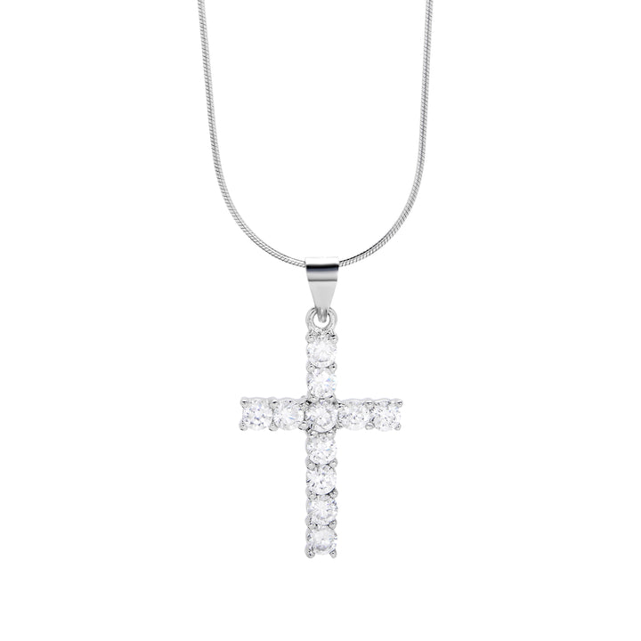 Sterling Silver Diamond CZ Cross Pendant