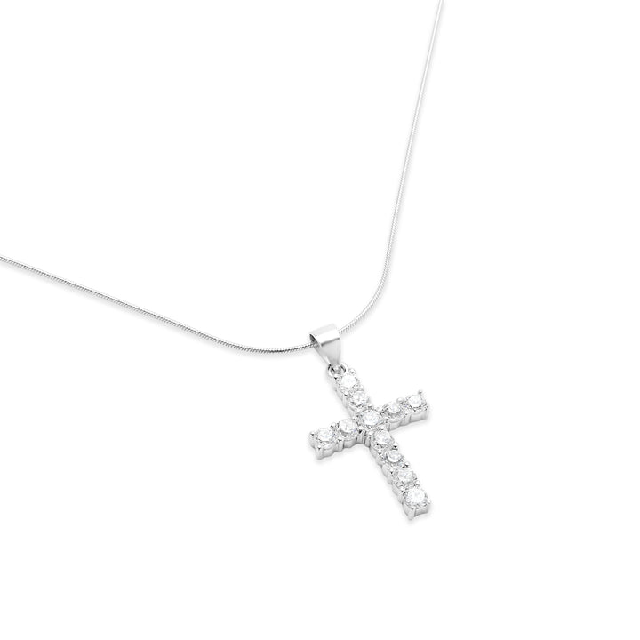 Sterling Silver Diamond CZ Cross Pendant