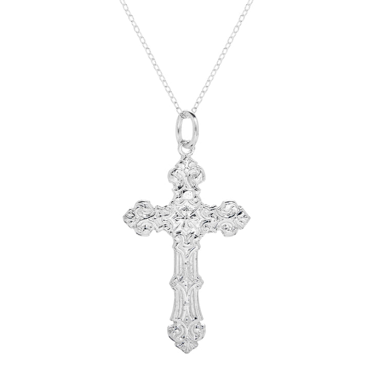 Ornate Vintage Style Sterling Silver Cross Pendant