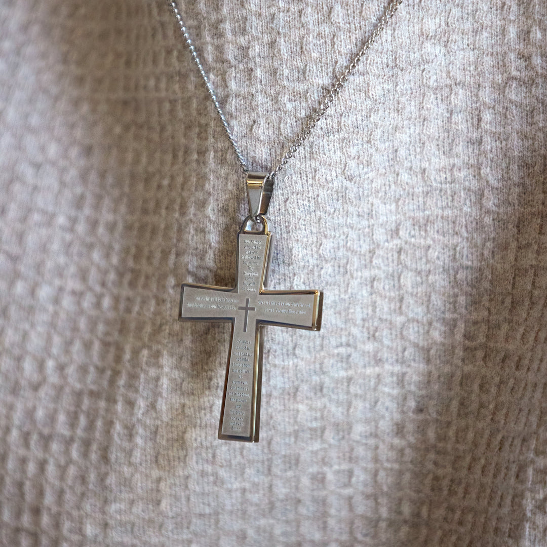 Lords Prayer Cross Pendant