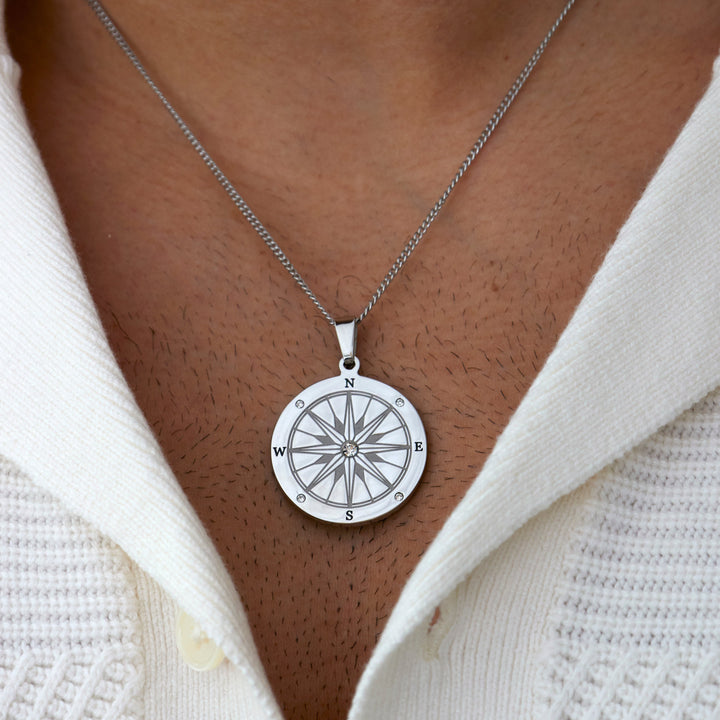 Stainless Steel Compass Pendant