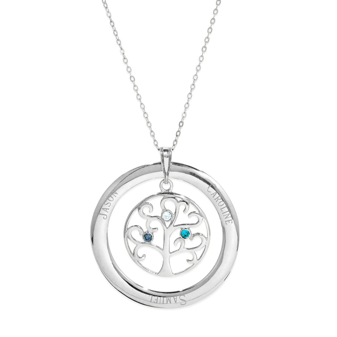 Personalized Birthstone Crystal Family Tree Pendant