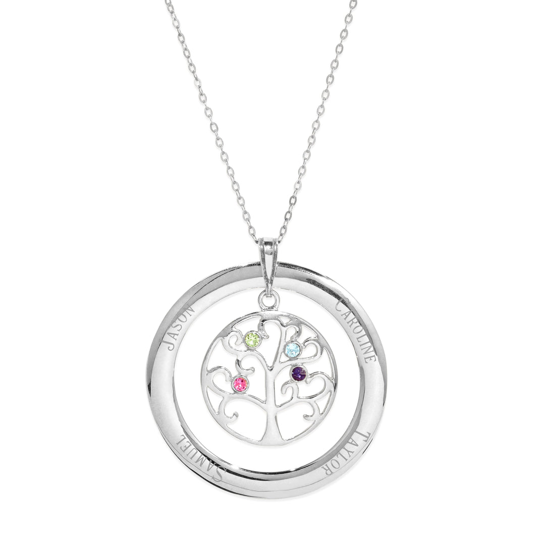 Personalized Birthstone Crystal Family Tree Pendant