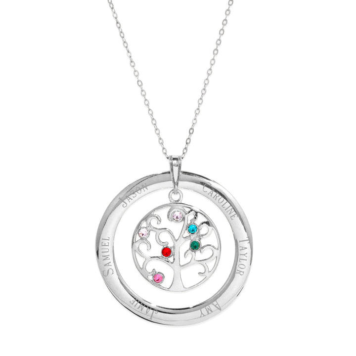 Personalized Birthstone Crystal Family Tree Pendant