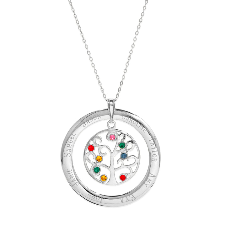 Personalized Birthstone Crystal Family Tree Pendant