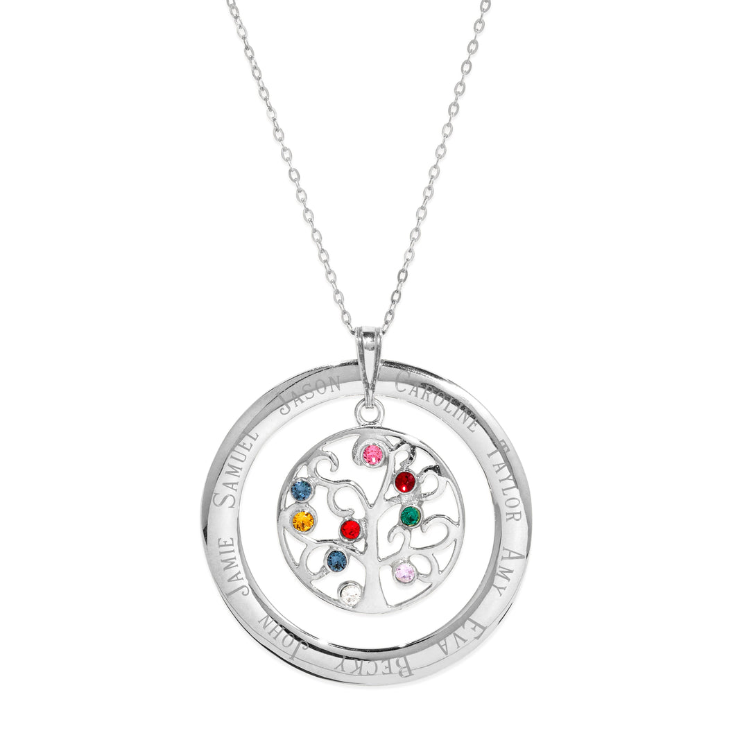 Personalized Birthstone Crystal Family Tree Pendant