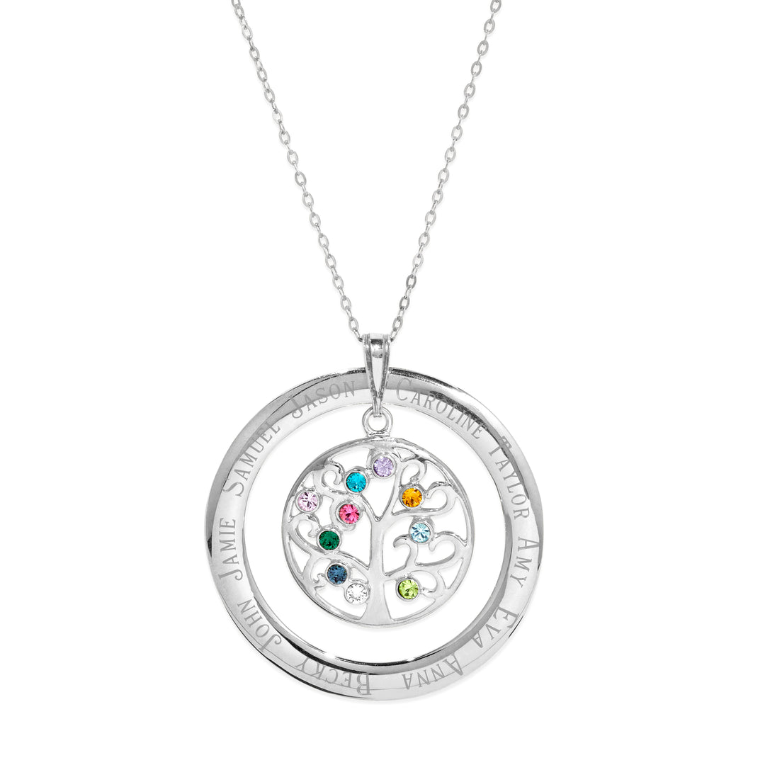 Personalized Birthstone Crystal Family Tree Pendant