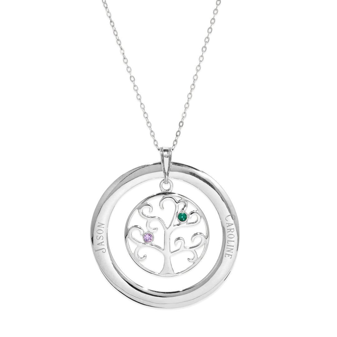 Personalized Birthstone Crystal Family Tree Pendant