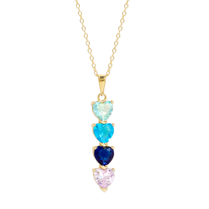 4 Stone Birthstone Gold Heart Drop Mother&