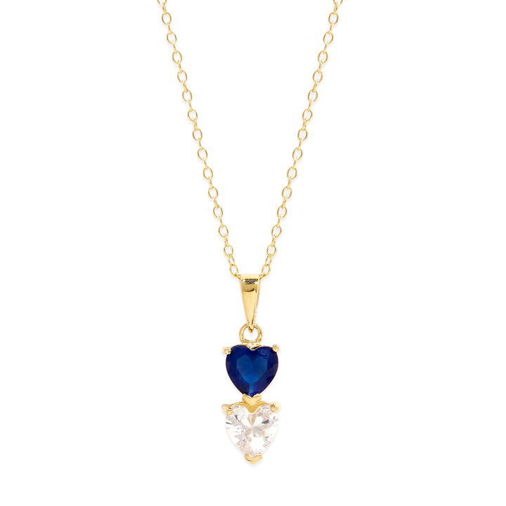 2 Stone Birthstone Gold Heart Drop Mother&