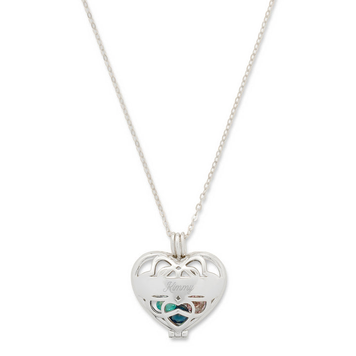 Engravable 4mm Round Birthstone Silver Heart Locket