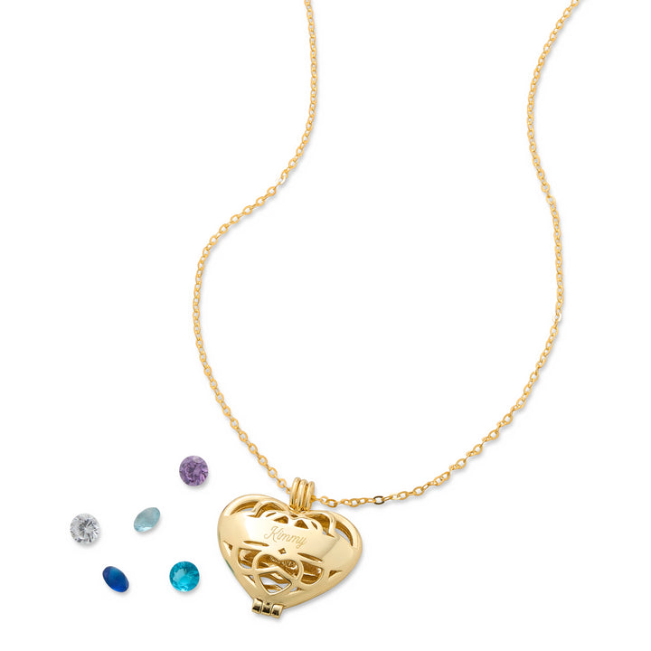 Engravable 4mm Round Birthstone Gold Heart Locket