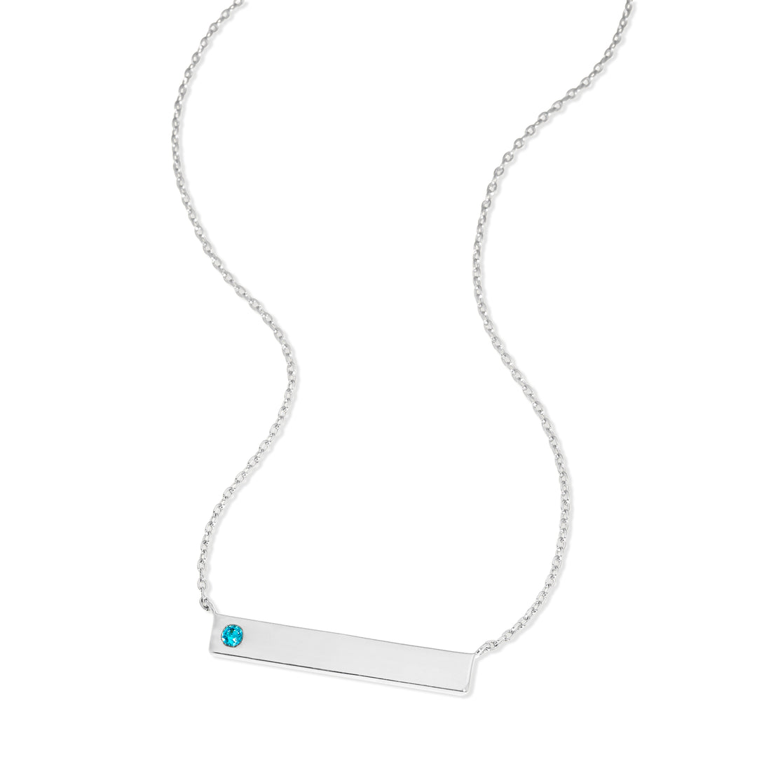 Custom Birthstone Name Bar Necklace