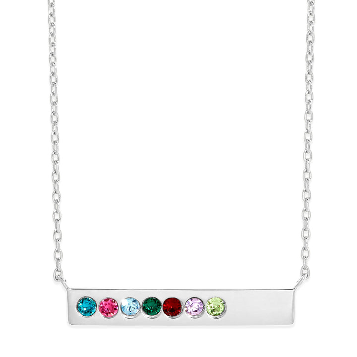 Custom Birthstone Name Bar Necklace