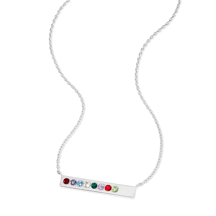 8 Stone Birthstone Silver Bar Necklace