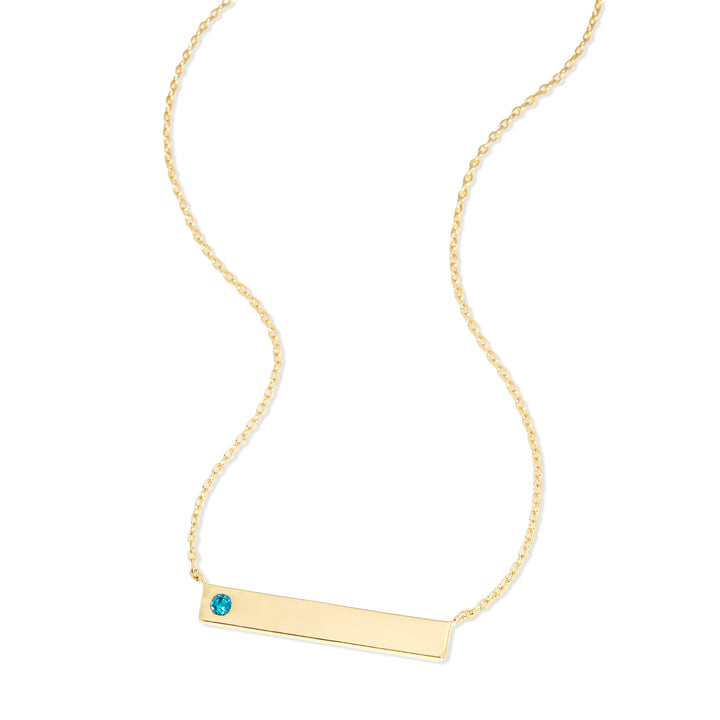 Custom Birthstone Gold Name Bar Necklace