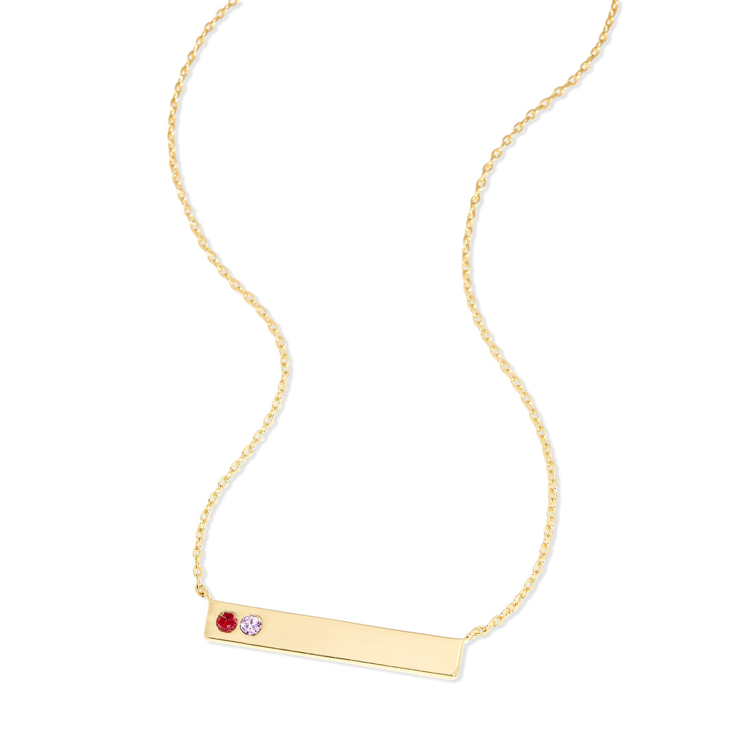 Custom Birthstone Name Bar Necklace