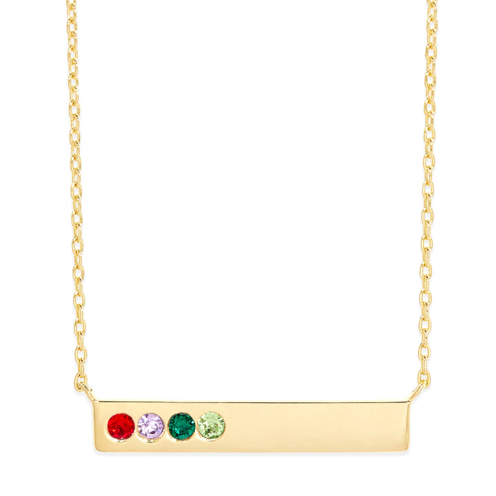 4 Stone Birthstone Gold Name Bar Necklace