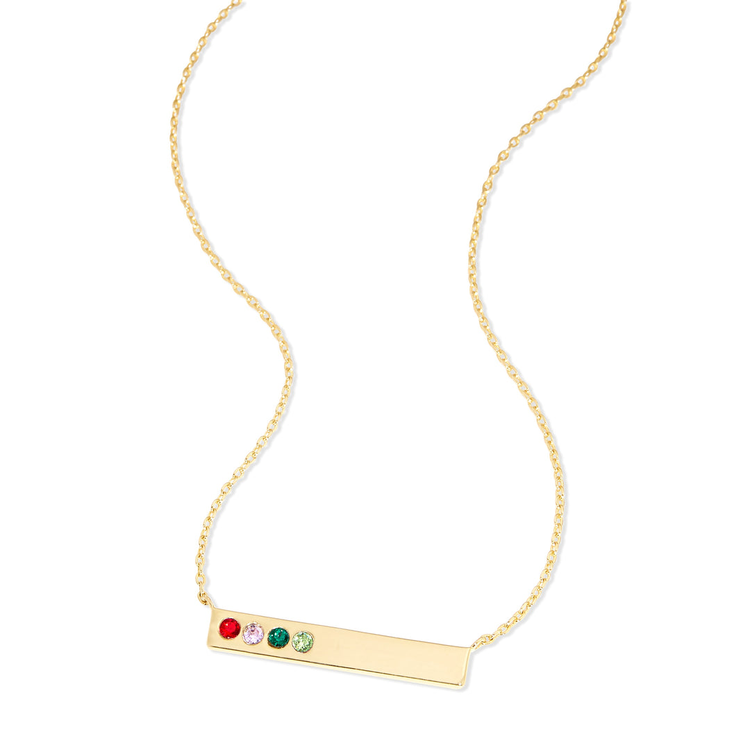 Custom Birthstone Name Bar Necklace