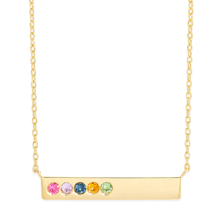 5 Stone Birthstone Gold Name Bar Necklace