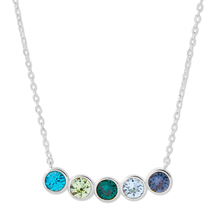 5 Stone Birthstone Bezel Set Silver Necklace