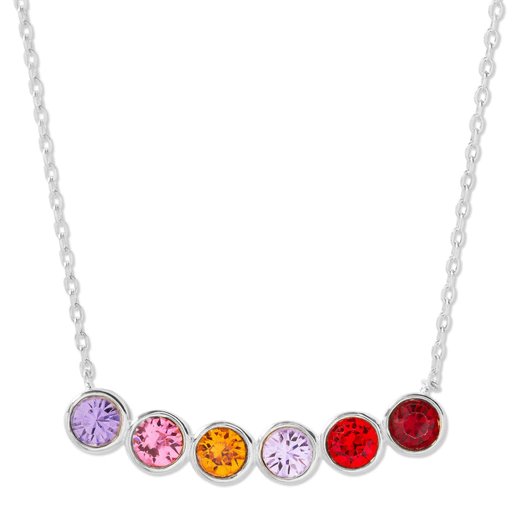 6 Stone Birthstone Bezel Set Silver Necklace