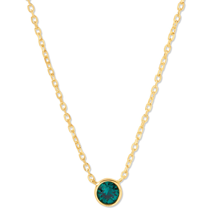 Custom Birthstone Bezel Set Gold Necklace