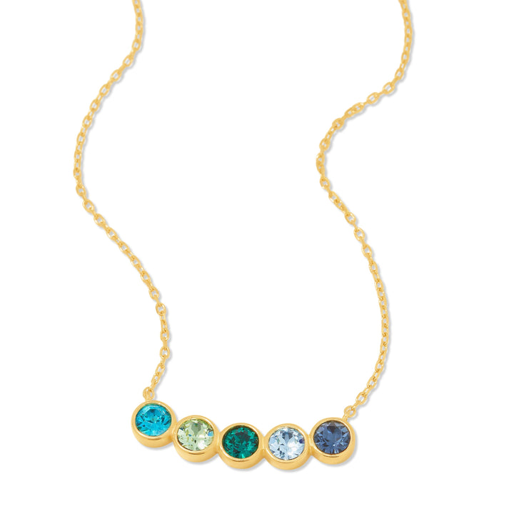 5 Stone Birthstone Bezel Set Gold Necklace