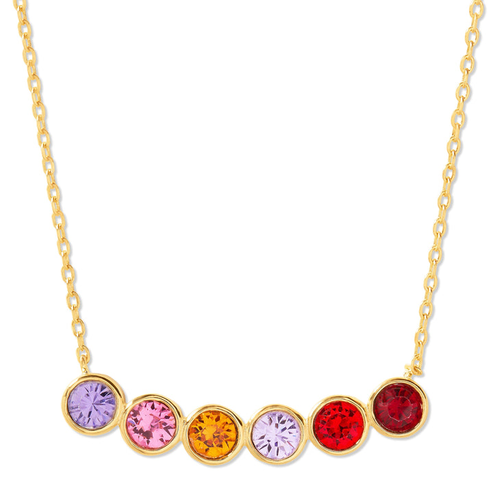 6 Stone Birthstone Bezel Set Gold Necklace