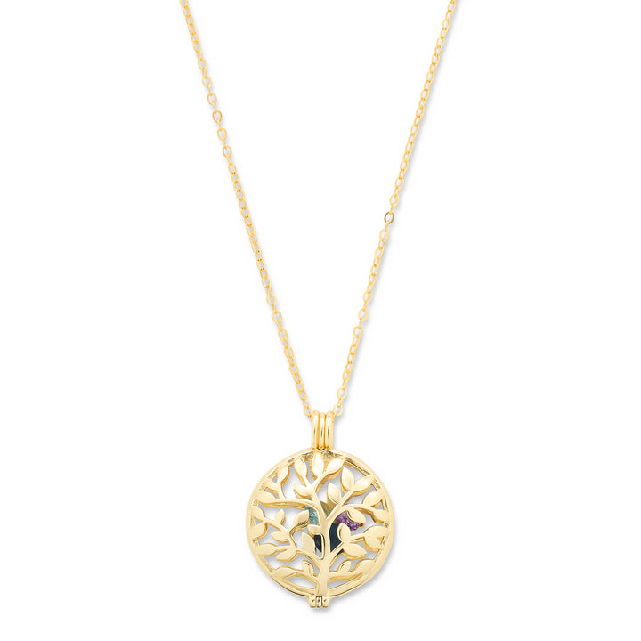 Family Tree Gold 4mm Round Birthstone Locket