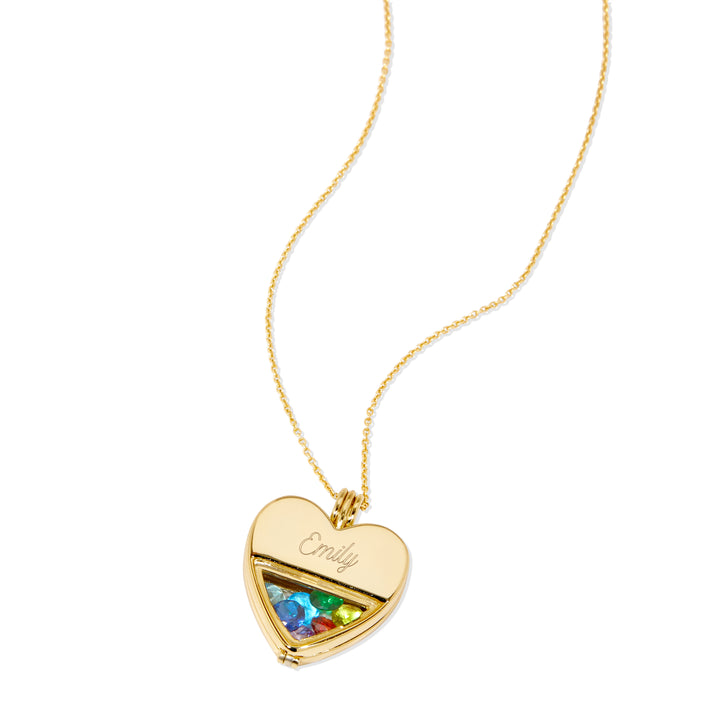 Engravable Glass Heart Gold 4mm Round Birthstone Locket