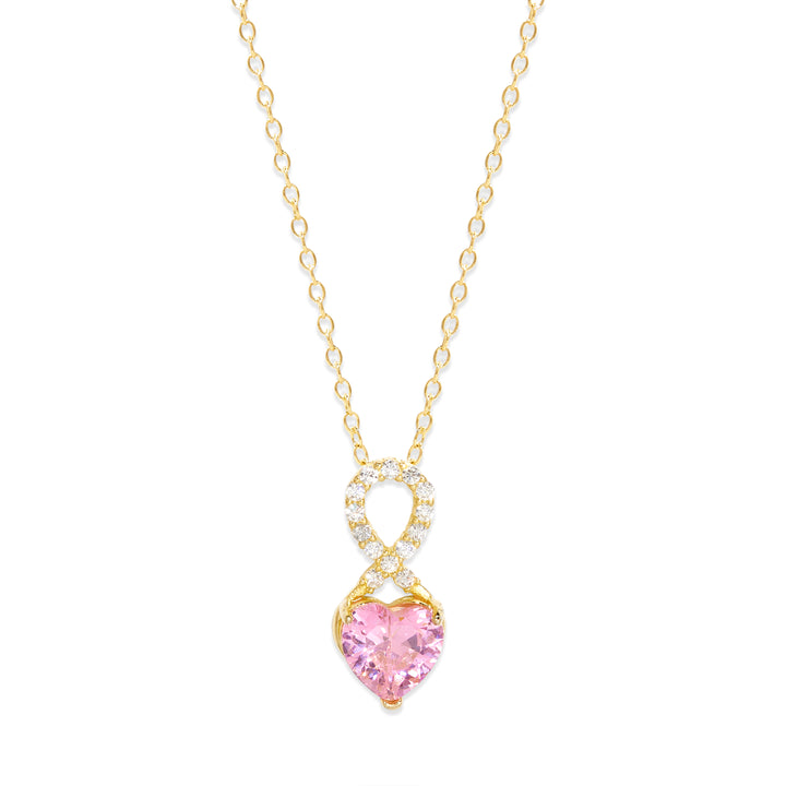 Infinity Custom Heart Birthstone Gold Necklace