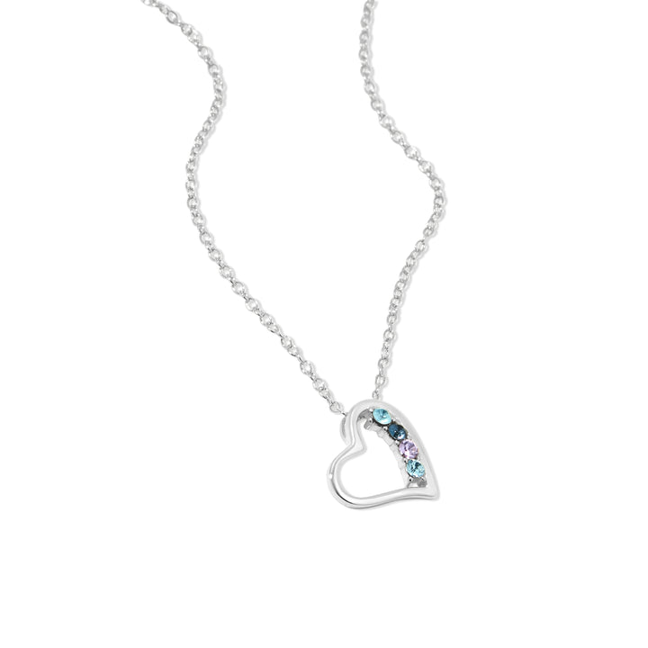 4 Stone Silver Petite Heart Birthstone Pendant