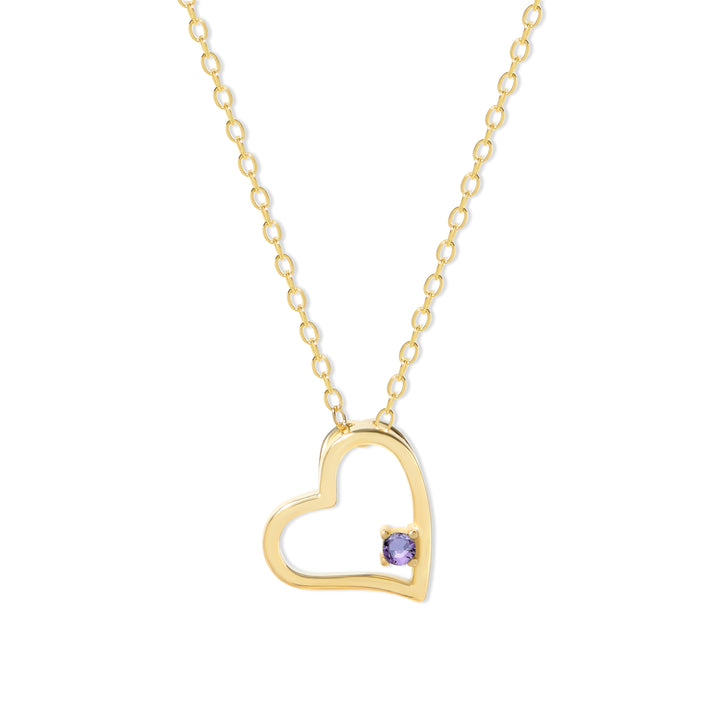 Custom Gold Petite Heart Birthstone Pendant