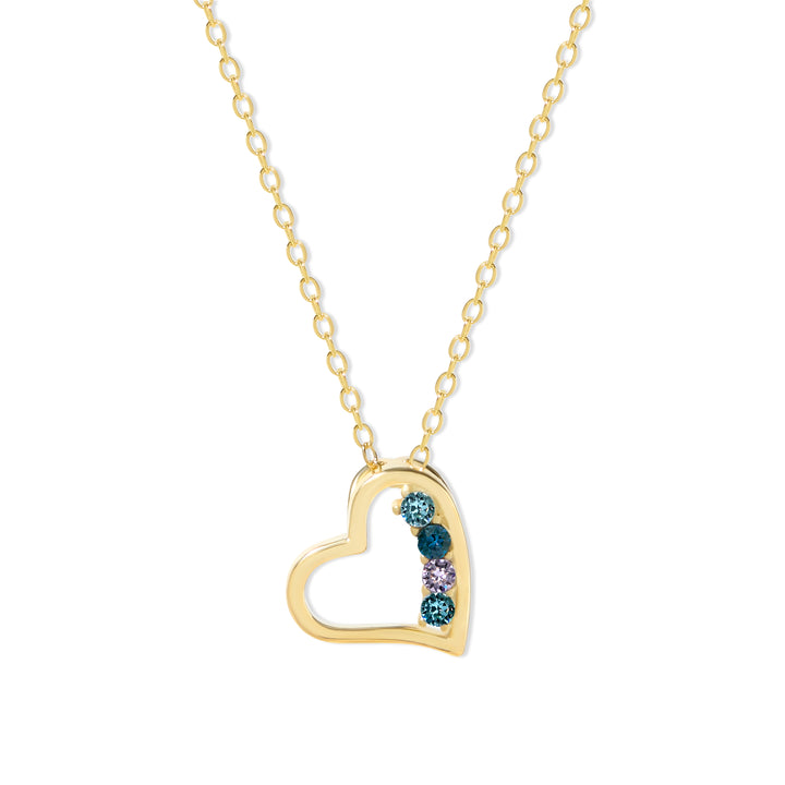 4 Stone Gold Petite Heart Birthstone Pendant