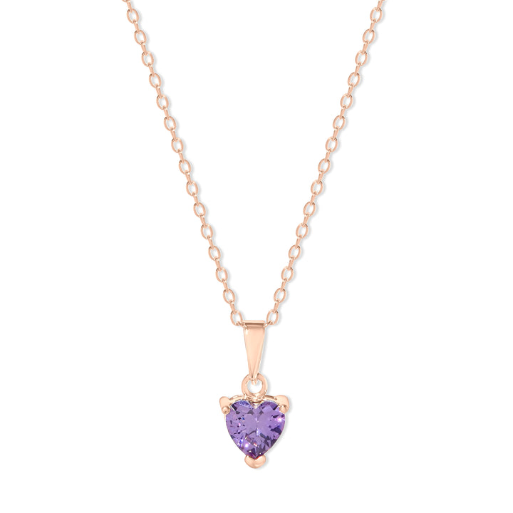 Custom Rose Gold Heart Drop Birthstone Necklace