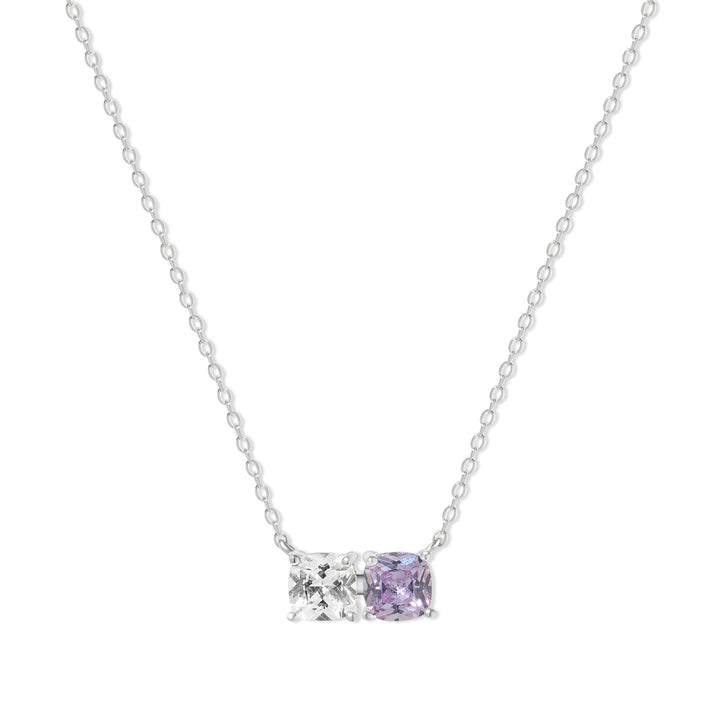 2 Stone Cushion Cut Birthstone Necklace