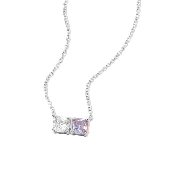 2 Stone Cushion Cut Birthstone Necklace