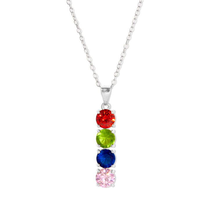 4 Stone Silver Birthstone Pendant