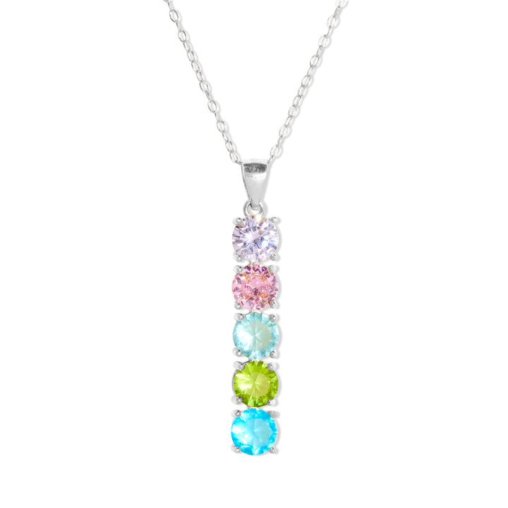 5 Stone Silver Birthstone Pendant