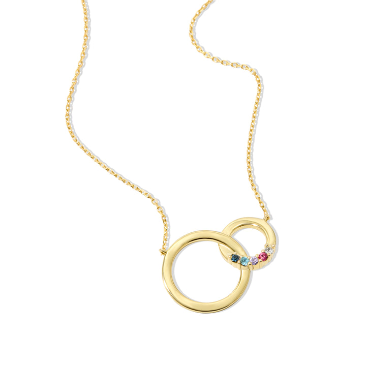 5 Stone Gold Interlocking Circle Eternity Birthstone Necklace