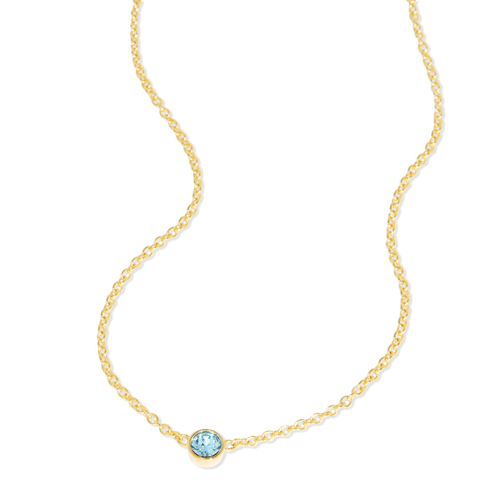 Custom Floating Bezel Set Gold Birthstone Necklace