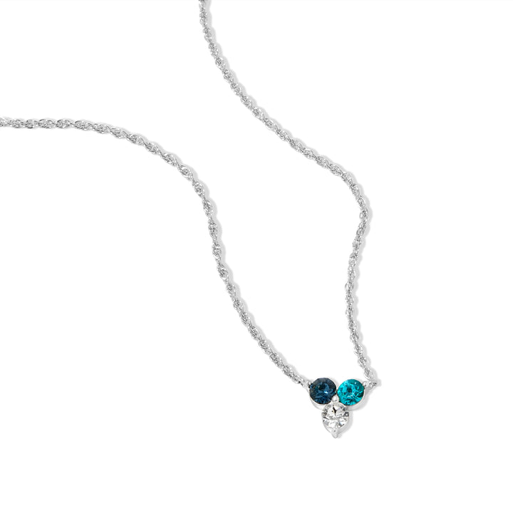 Three Stone Flower Bezel Set Birthstone Necklace