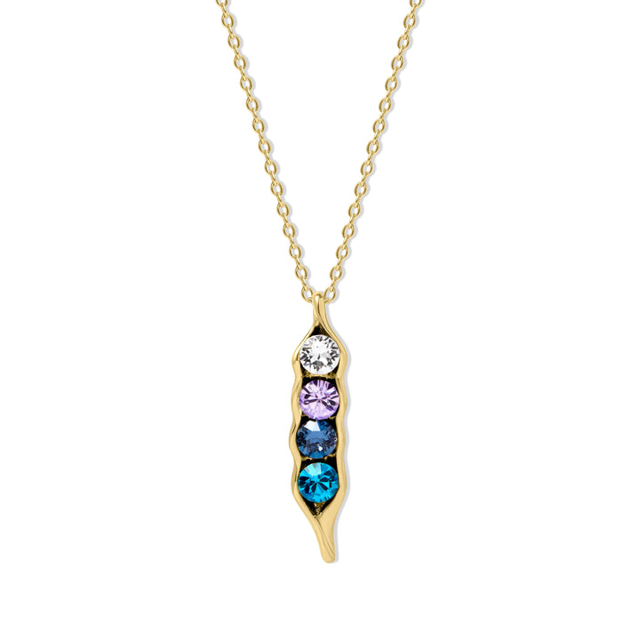 Four Birthstone Peas in a Pod Gold Necklace